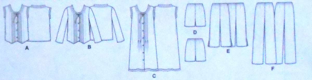 BUTTERICK B6225 SLEEPWEAR TOP-GOWN-PANTS-SHORTS SIZE 14-22 COMPLETE CUT TO 22