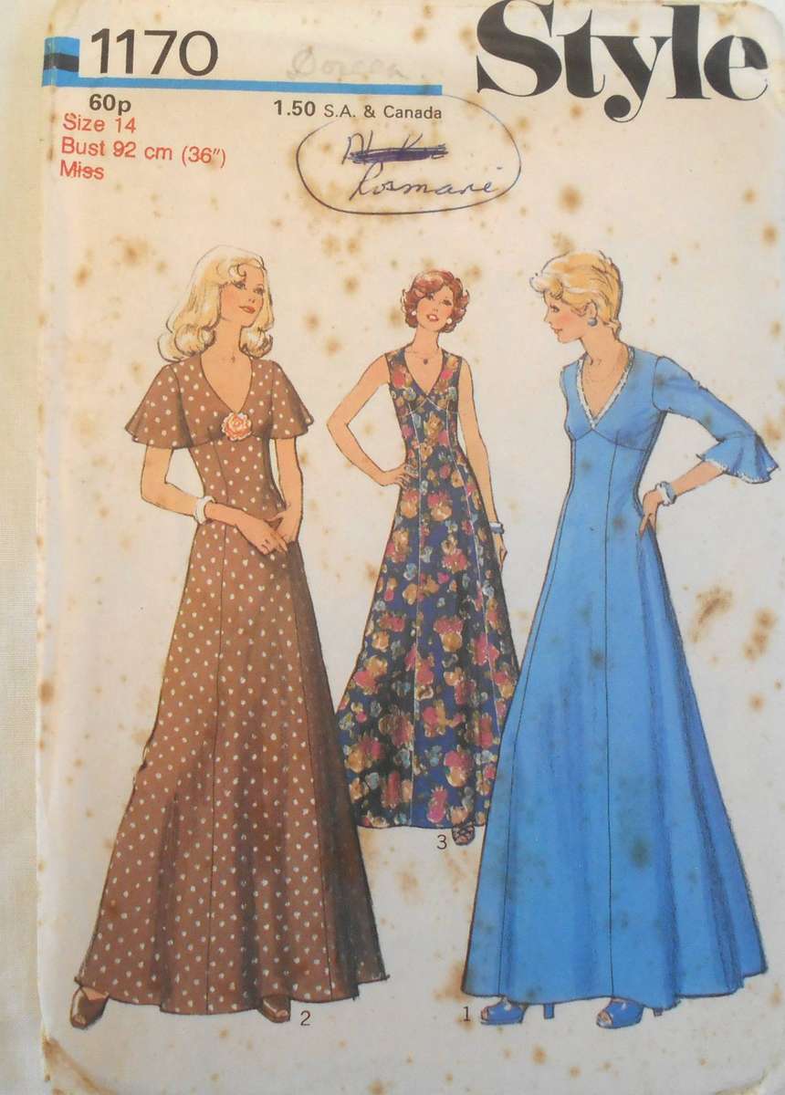 STYLE 1170 LINED DRESS WITH HIGH BODICE LINE SIZE 14 BUST 92 CM COMPLETE-UNCUT-F/FOLDED