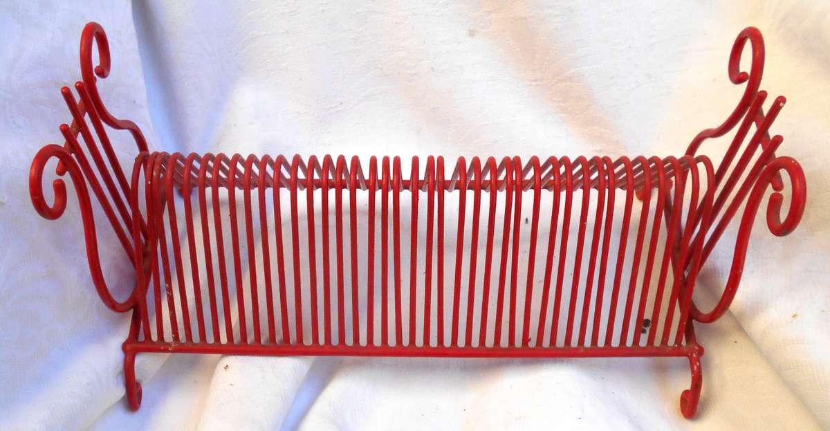 THREE VINTAGE ART DECO STYLE VINYL RECORD STAND- 2 RED & 1 BLACK