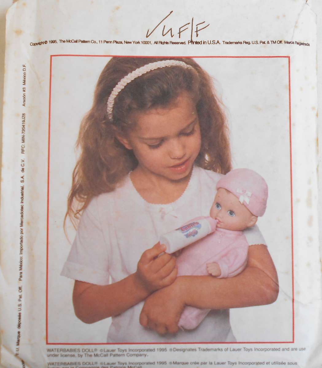 McCALLS CRAFTS 7982 BABY WATER BABY DOLLS CLOTHES SIZES S8-10" M11-13"L14-16" COMPLETE-UNCUT F/F