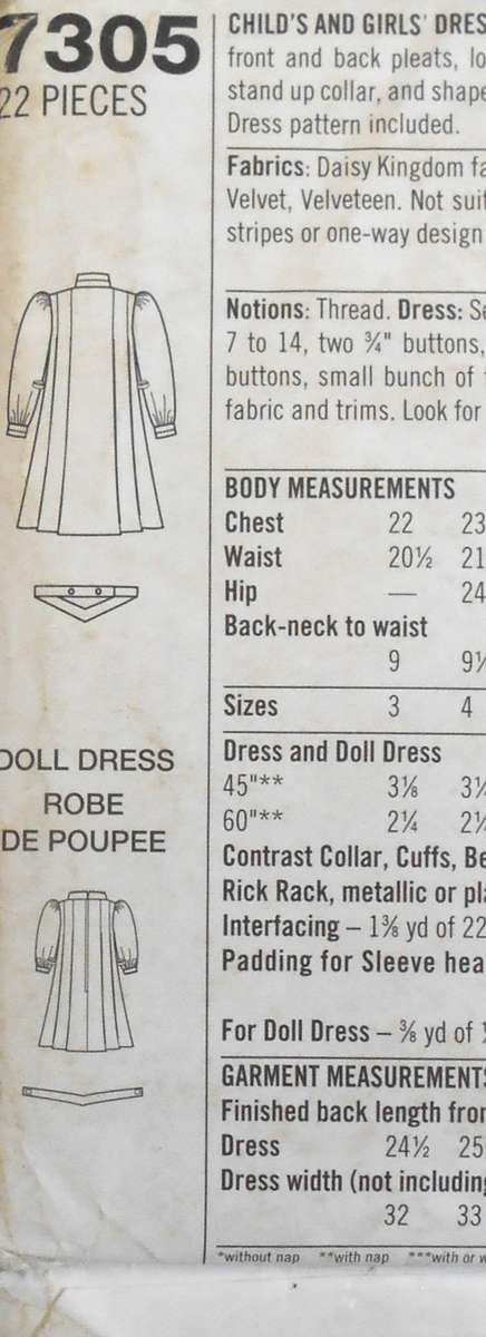 SIMPLICITY 7305 GIRLS & DOLLS DRESS 17" DOLL  7-8-10-12 YEARS COMPLETE-UNCUT-F/FOLDED