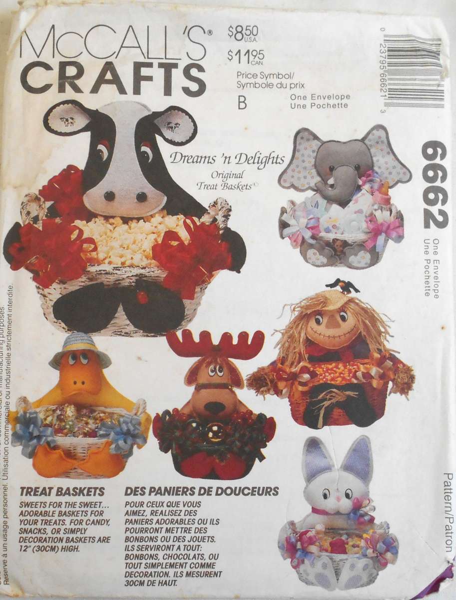 McCALLS CRAFT 6662 TREAT & SPECIAL OCCASSION BASKETS SIZE 12" COMPLETE-UNCUT-F/FOLDED