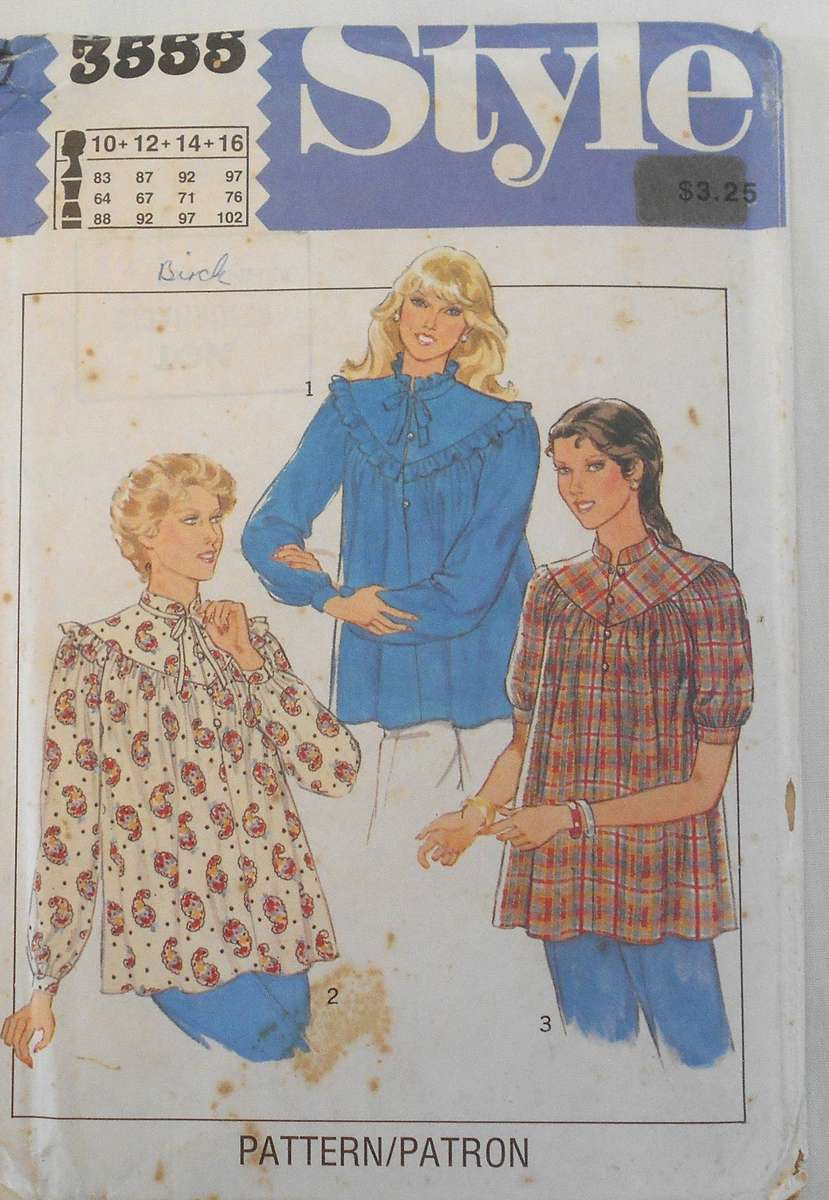 STYLE 3555 MATERNITY PULLOVER TOP SIZE 10-12-14-16 COMPLETE-UNCUT-F/FOLDED