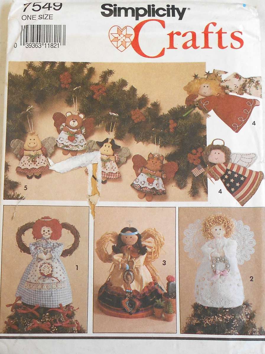SIMPLICITY CRAFT 7549 ANGEL TREE TOPPER & ANGEL DECORATIONS  COMPLETE-UNCUT-F/FOLDED