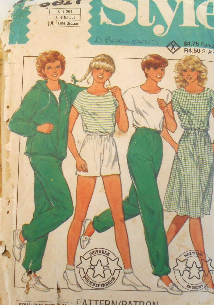 STYLE 3617 TRACKSUIT UNLINED JACKET-PULLOVER TOP-SKIRT-PANTS-SHORTS SIZE 8-14 COMPLETE-NO SEWING INS