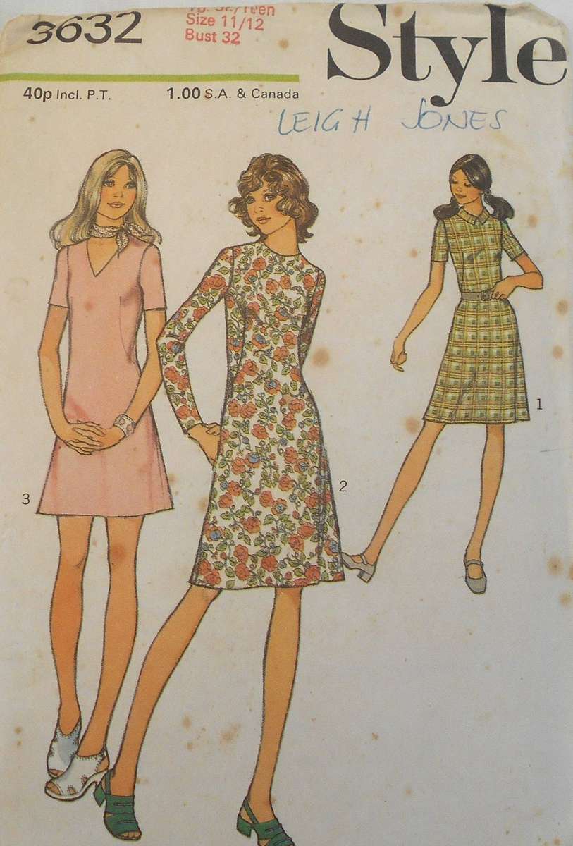 VINTAGE STYLE 3632 DRESS IN 2 LENGTHS SIZE 11/12 BUST 32 COMPLETE