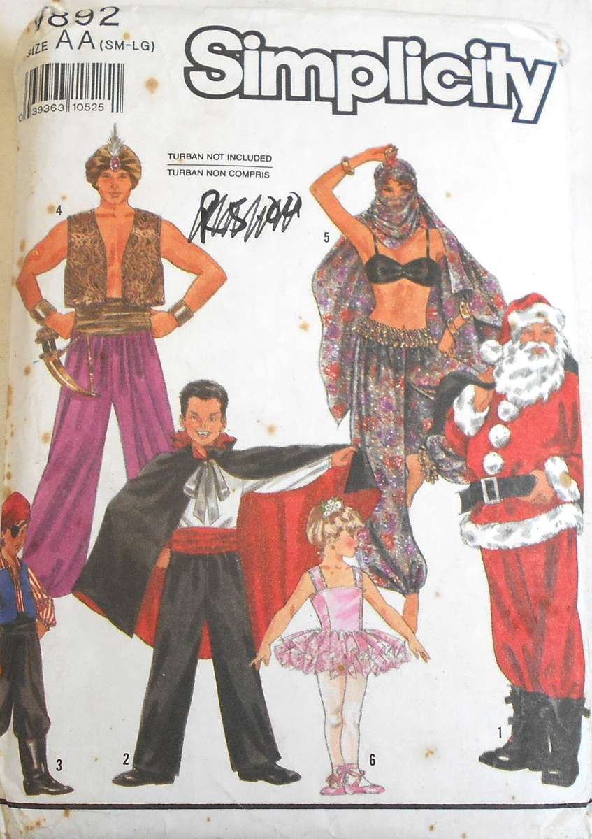 SIMPLICITY 9892 KIDS & ADULTS COSTUMES SIZE 32-48 COMPLETE-UNCUT-F/FOLDED