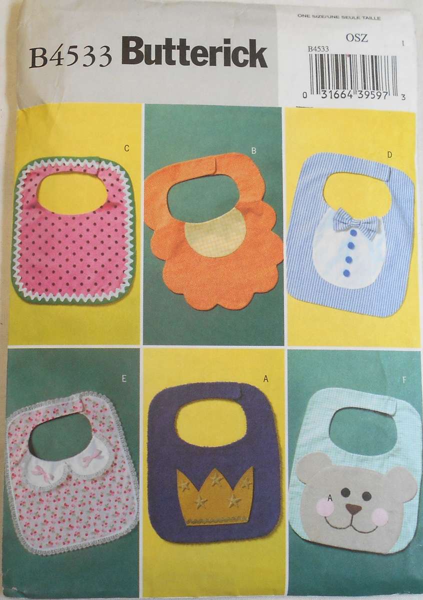 BUTTERICK B4533 BABY BIBS ONE SIZE COMPLETE