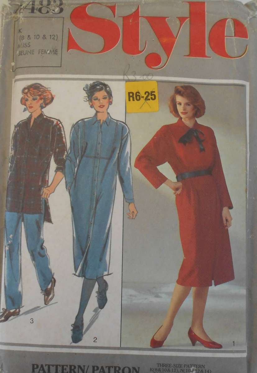 STYLE 4483 SHIRT DRESS OR SHIRT SIZE 8-10-12 COMPLETE - CUT TO 12