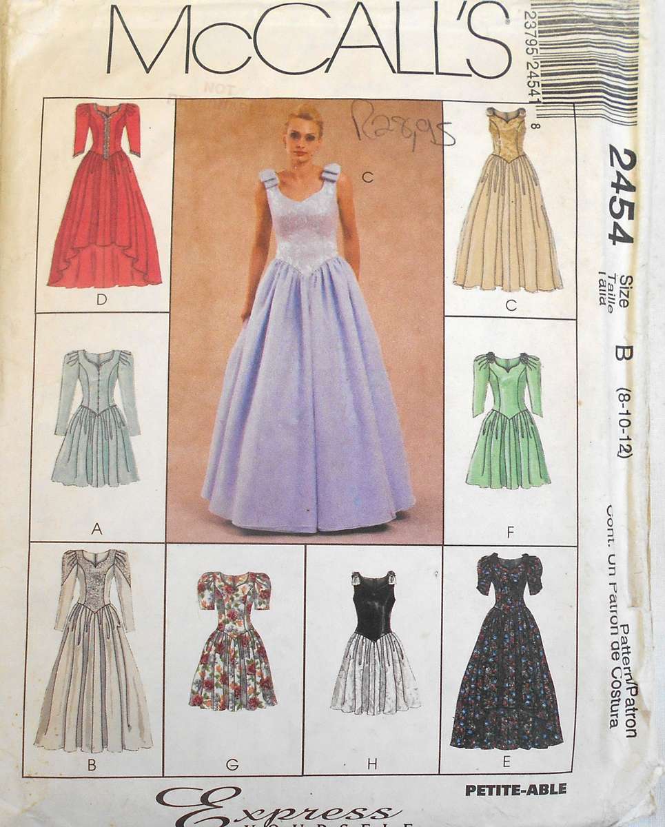 McCALLS 2454 STUNNING DRESS WITH SLEEVE & CONTRAST VARIATIONS SIZE 8-10-12 SEE LISTING