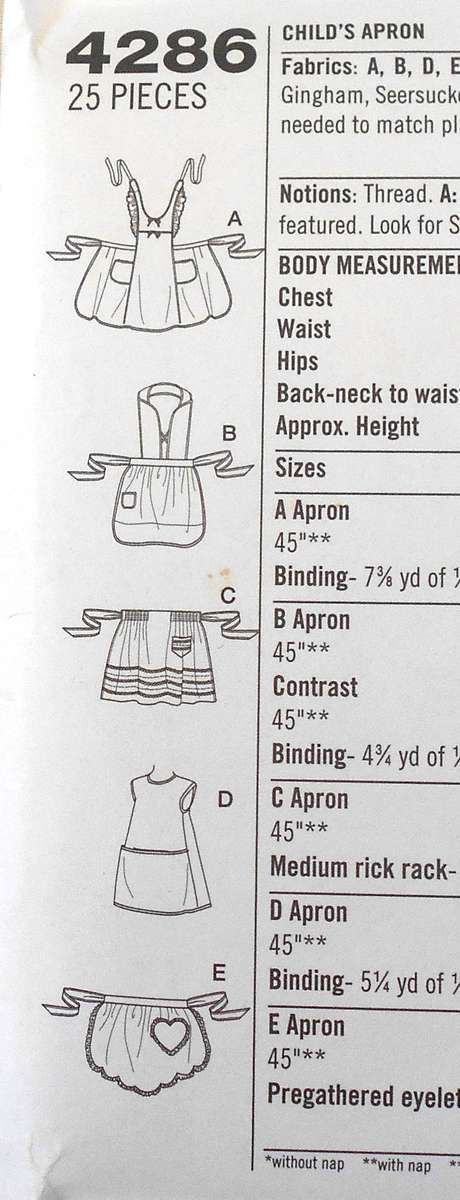 SIMPLICITY 4286 GIRLS APRON SIZE 3-8 YEARS COMPLETE CUT TO 8