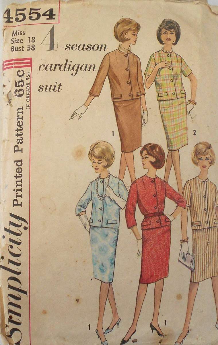 SIMPLICITY 4554 WOMAN'S CARDIGAN SUIT SIZE 18 BUST 38 COMPLETE
