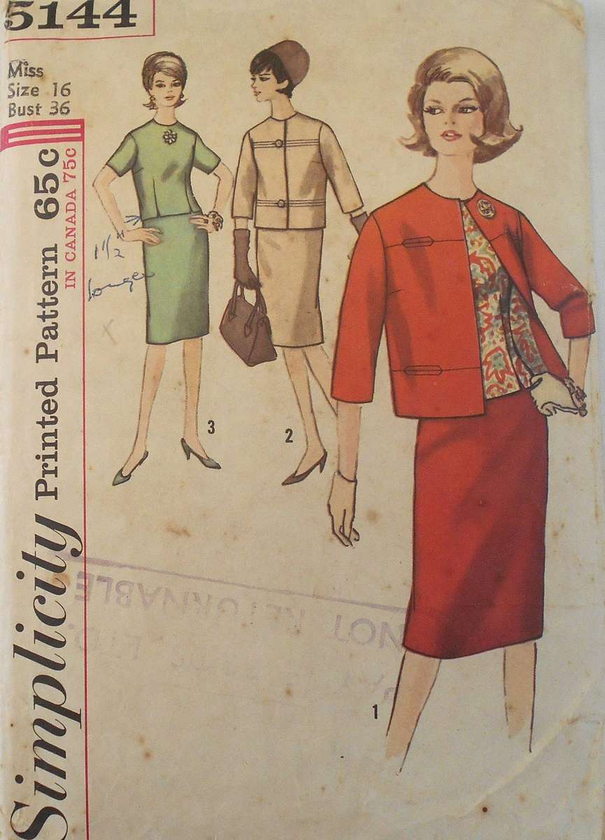 VINTAGE SIMPLICITY 5144 JACKET & OVERBLOUSE SIZE 16 BUST 36 NO SKIRT PATTERN