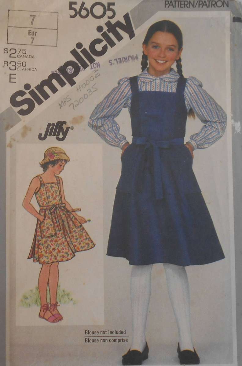 SIMPLICITY 5605 GIRLS BACKWRAP SUNDRESS-PINAFORE SIZE 7 YEARS COMPLETE