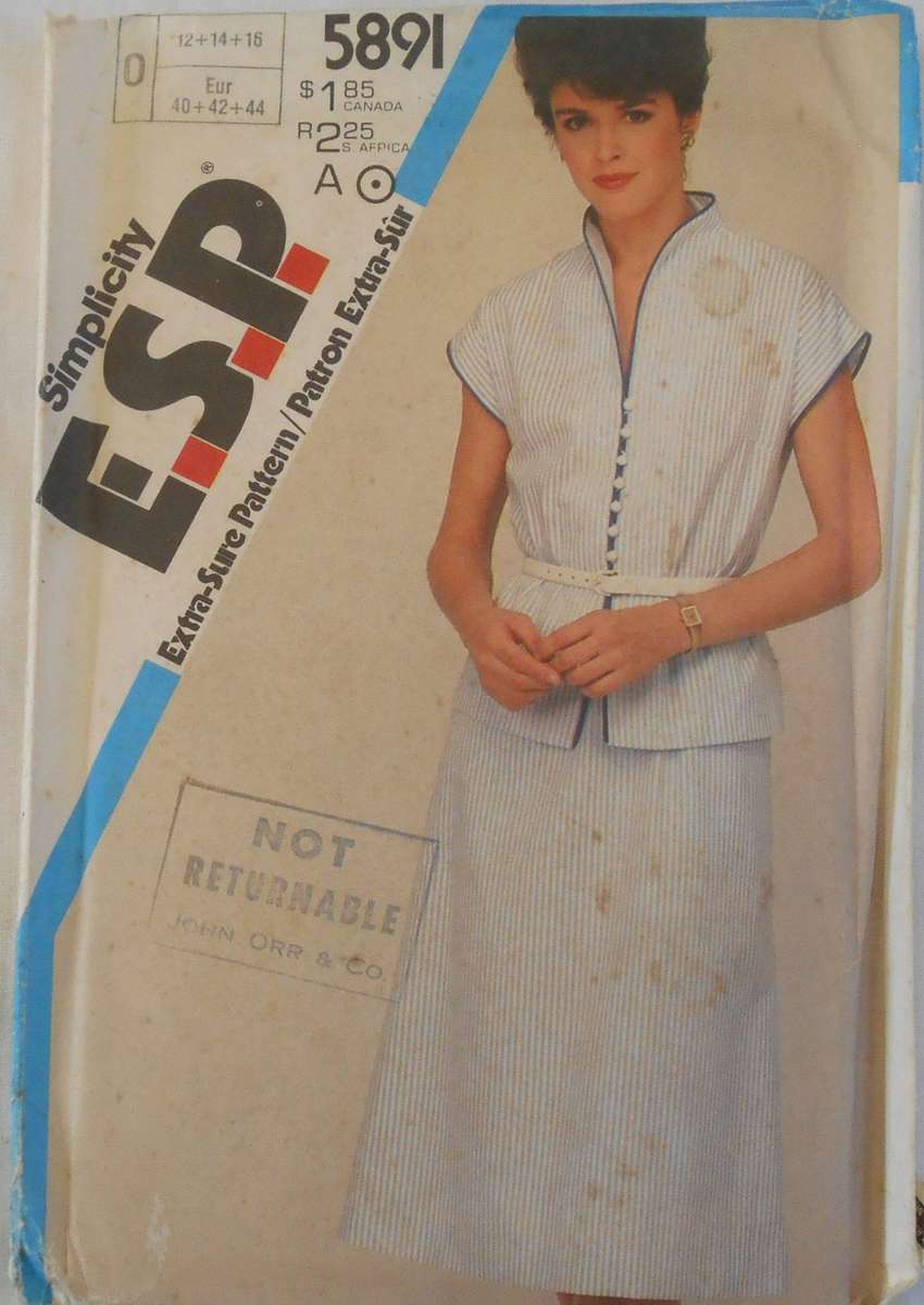 SIMPLICITY 5891 TWO PIECE DRESS SIZE 12-14-16 COMPLETE-UNCUT-F/FOLDED