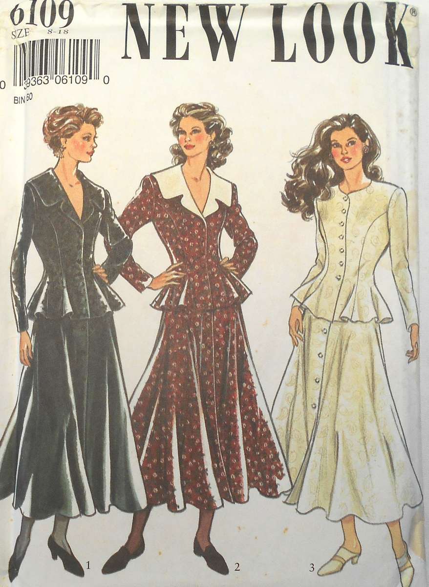 NEW LOOK 6109 TWO PIECE TALORED JACKET & FLARED SKIRT SIZE 8-18 COMPLETE-UNCUT -F/FOLDED