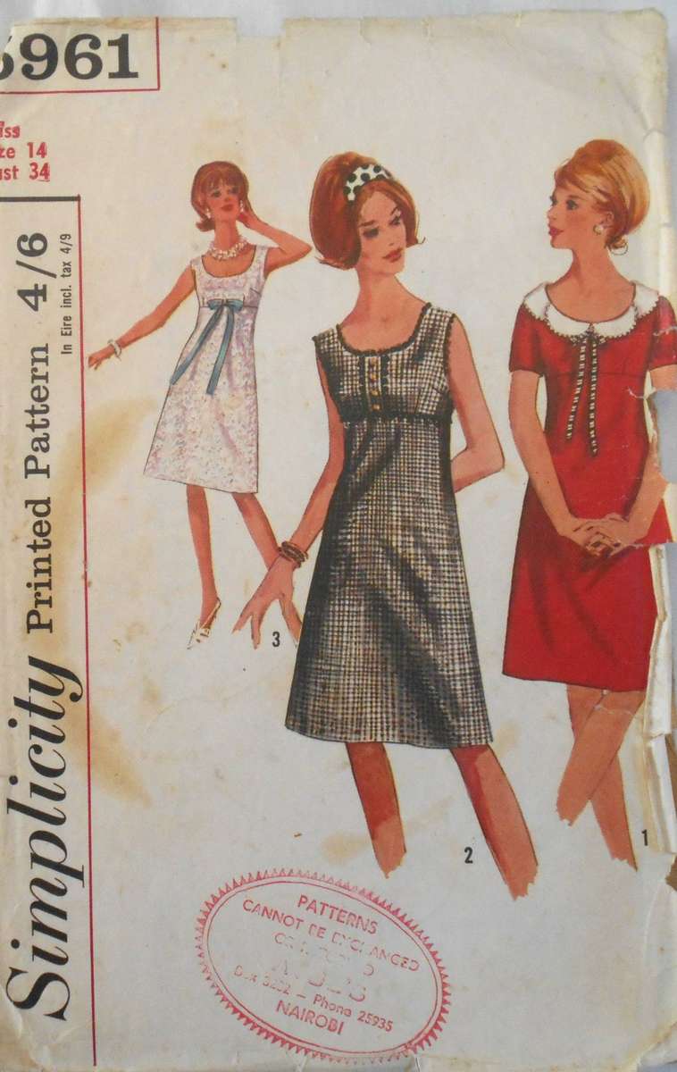 SIMPLICITY 5961 ONE PIECE DRESS SIZE 14 BUST 34 COMPLETE