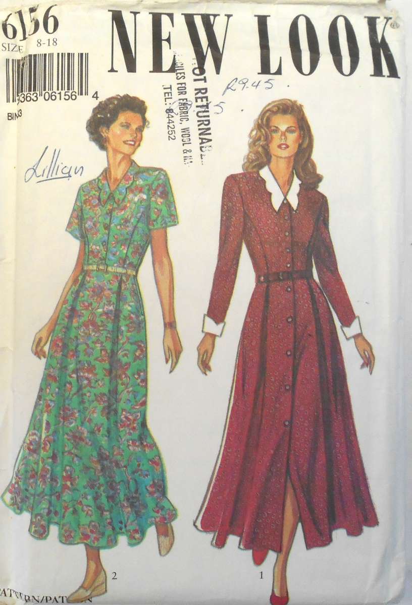 NEW LOOK 6156 FRONT BUTTON DRESS  SIZE 8-18 COMPLETE-CUT TO 18