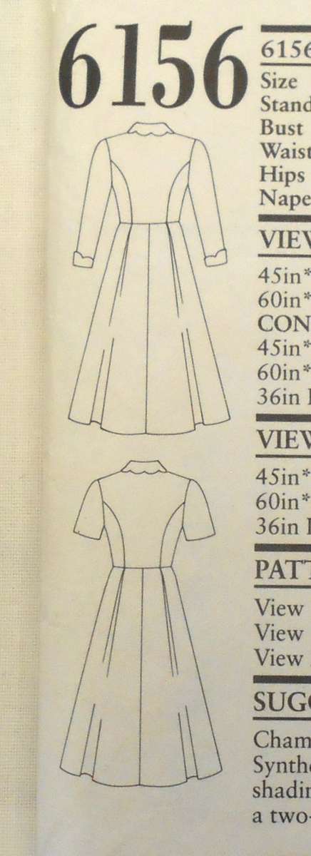 NEW LOOK 6156 FRONT BUTTON DRESS  SIZE 8-18 COMPLETE-CUT TO 18