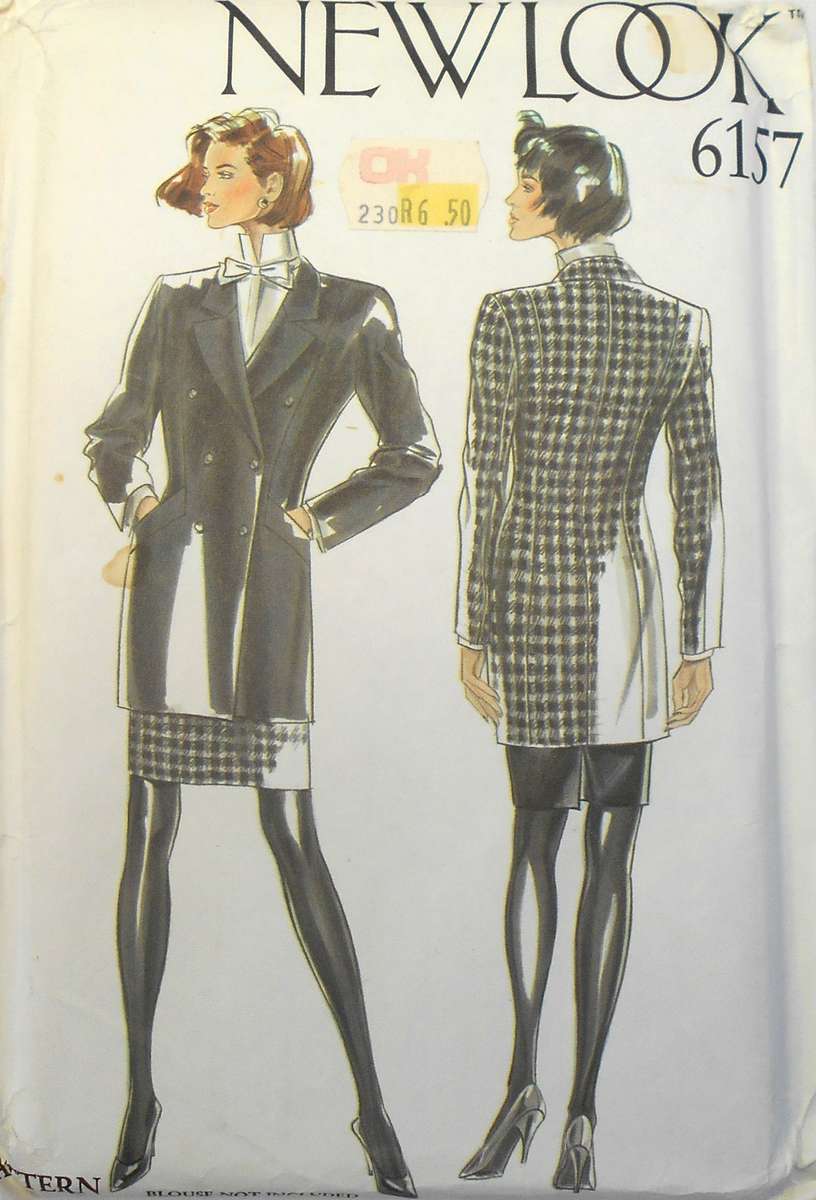 NEW LOOK 6157 LONG JACKET & STRAIGHT SKIRT SIZE 8-18 COMPLETE-UNCUT-F/FOLDED