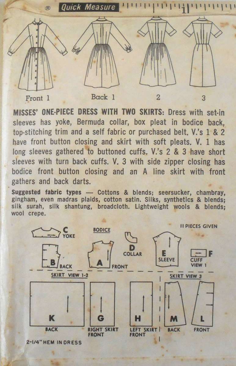 VINTAGE SIMPLICITY 6042 ONE PIECE DRESS WITH 2 SKIRTS SIZE 14 BUST 34 COMPLETE