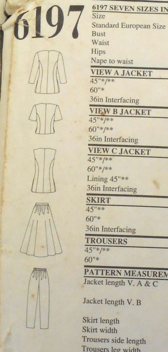 NEW LOOK PATTERNS 6197 DRESS-JACKET-TOP-SKIRT-PANTS SIZE 10-24 COMPLETE-CUT TO 12