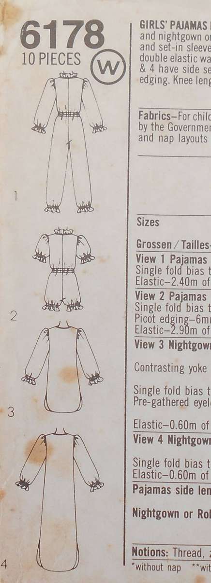 SIMPLICITY 6178 GIRLS PJS-NIGHTGOWN-ROBE SIZE MEDIUM 8-10 YEARS COMPLETE