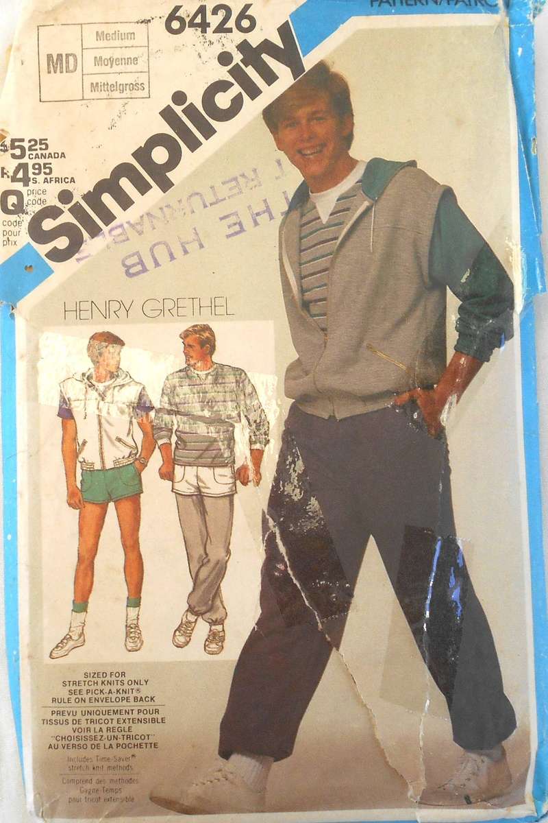 SIMPLICITY 6426 MEN'S TRACKSUIT PULL ON SHORTS/PANTS-PULLOVER TOP-JACKET SIZE MEDIUM 38-40 COMPLETE