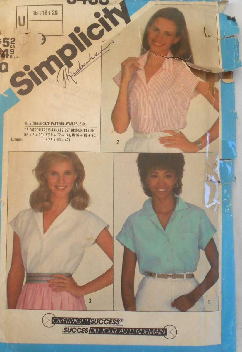 SIMPLICITY 6438 SET OF SHIRTS SIZE 16-18-20 COMPLETE