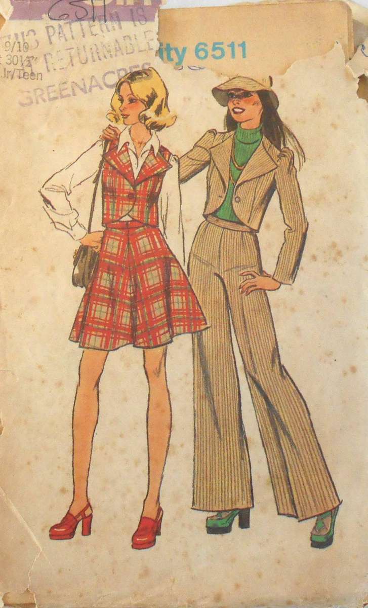 SIMPLICITY 6511 UNLINED JACKET-WAISTCOAT-PANTS-SHORT SKIRT SIZE 9/10 COMPLETE
