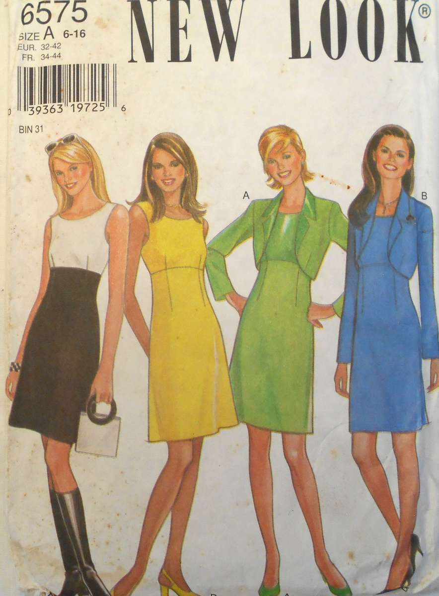NEW LOOK PATTERNS 6575 HIGH WAIST DRESS & BOLERO SIZE 6-16 COMPLETE CUT TO 12