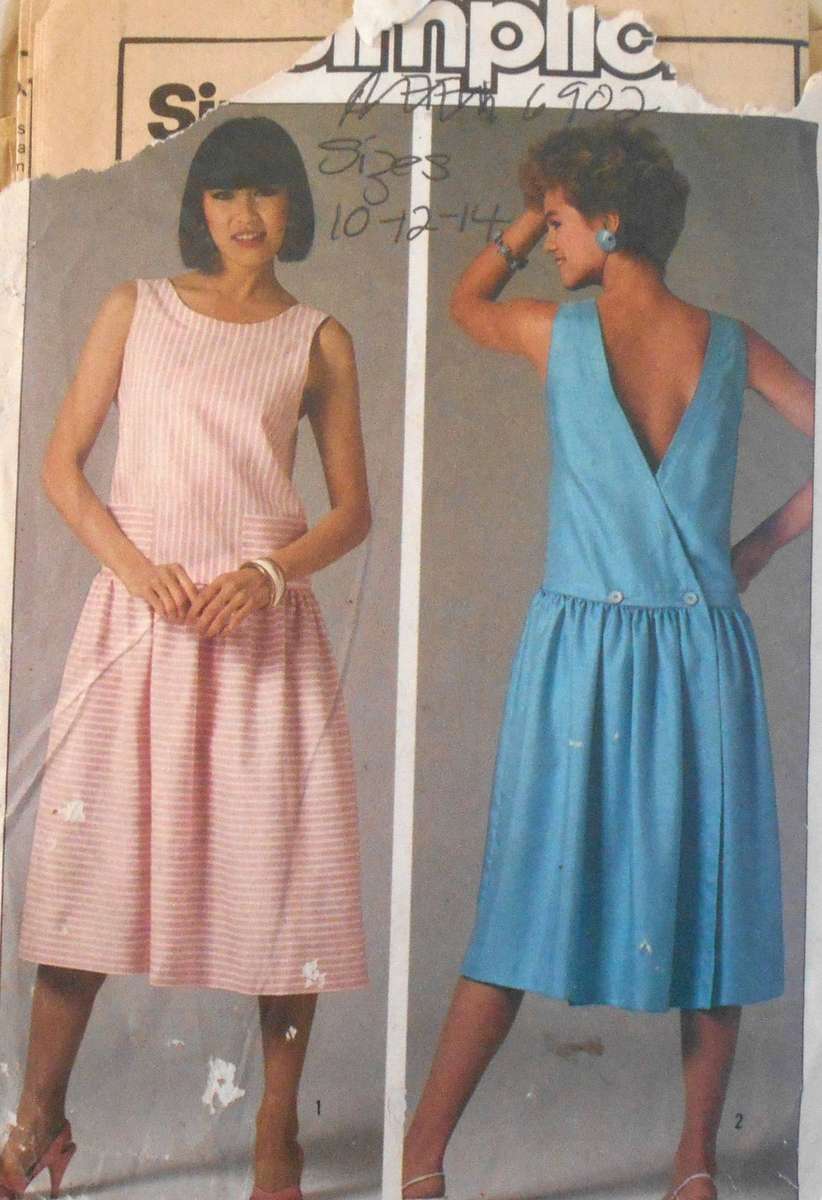 SIMPLICITY 6902 BACKWRAP DRESS SIZES 12-14-16 COMPLETE-CUT TO 16
