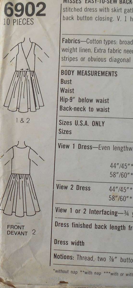 SIMPLICITY 6902 BACKWRAP DRESS SIZES 12-14-16 COMPLETE-CUT TO 16