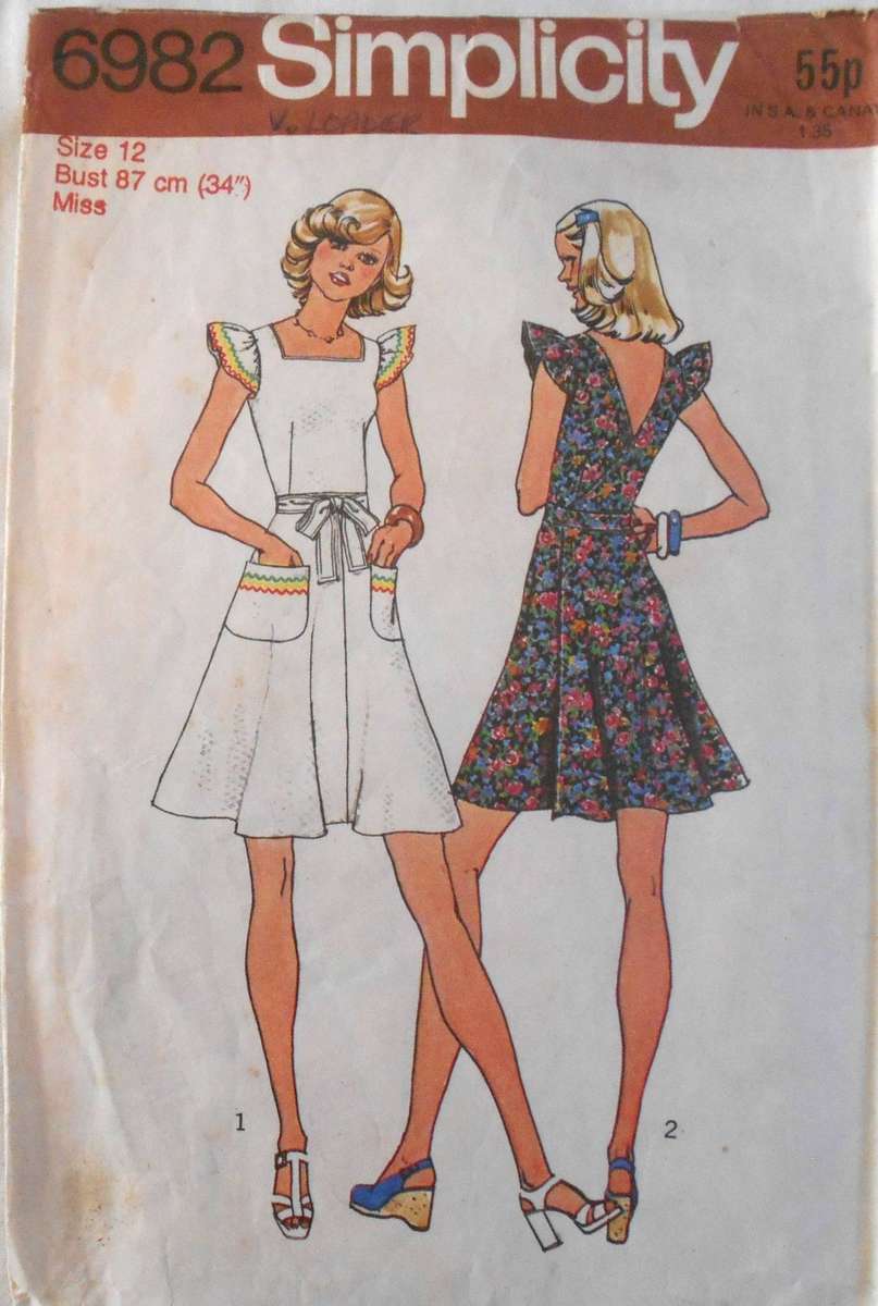 SIMPLICITY 6982 BACK WRAP DRESS SIZE 12 BUST 87 CM COMPLETE