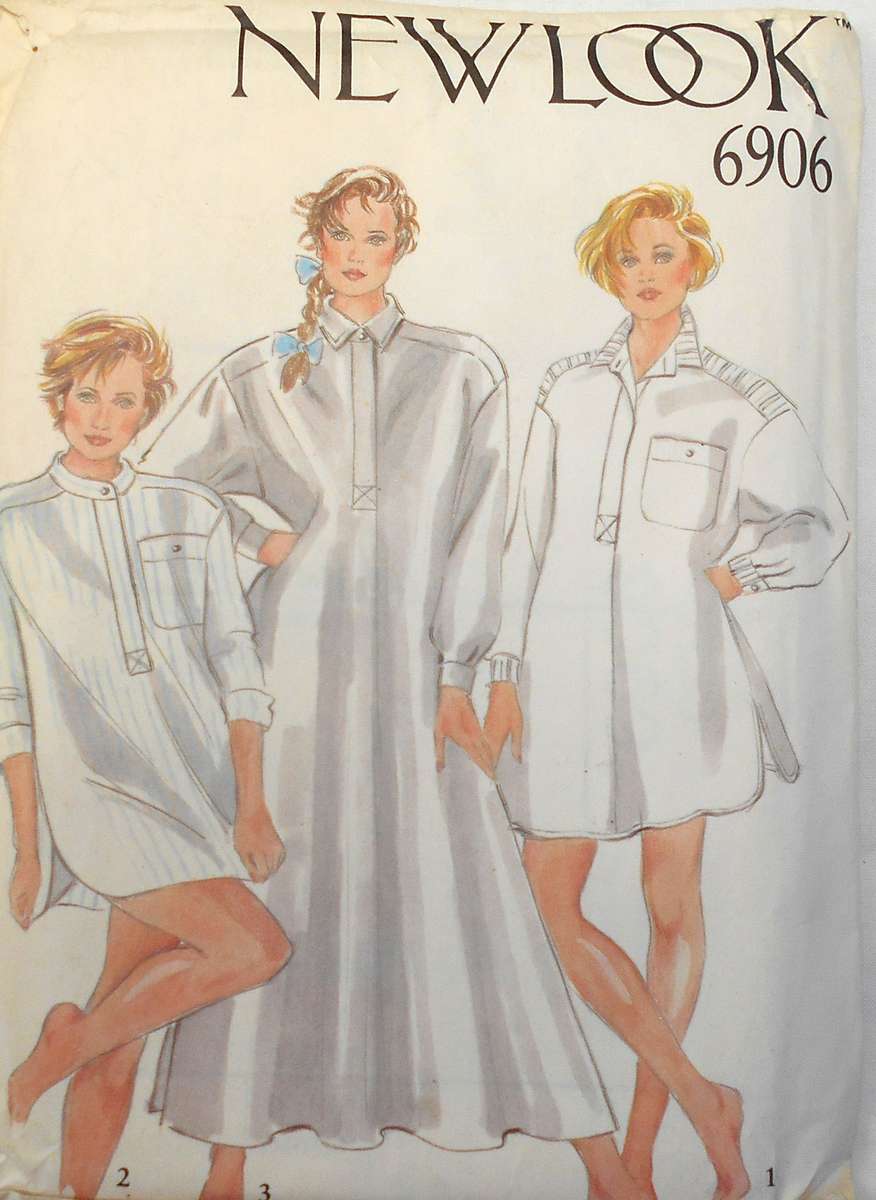 NEW LOOK 6906 OVERSIZE SLEEP SHIRTS SIZE 8-18 COMPLETE-UNCYUT-F/FOLDED
