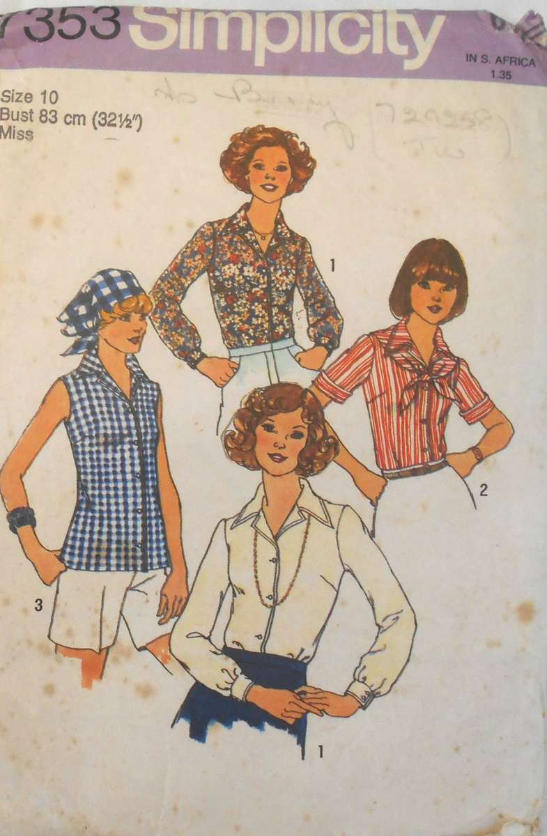 SIMPLICITY 7353 WOMEN'S BLOUSE & SCARF SIZE 10 BUST 83 CM COMPLETE