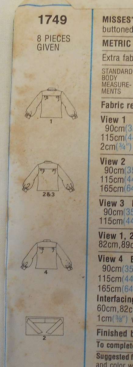 VINTAGE STYLE 1749 SET OF BLOUSES & SCARF SIZE 14 BUST 92 CM -COMPLETE-UNCUT-F/FOLDED