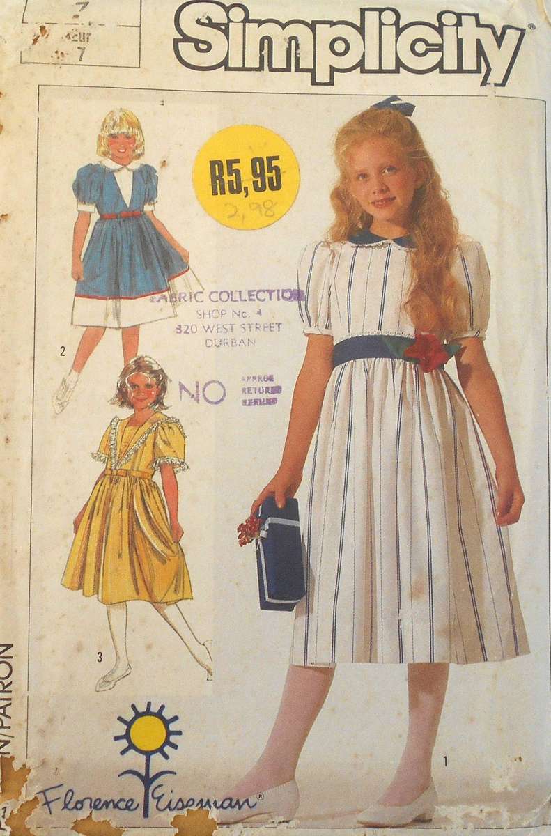 SIMPLICITY 7343 GIRL'S DRESS SIZE 7 YEARS COMPLETE-UNCUT-F/FOLDED
