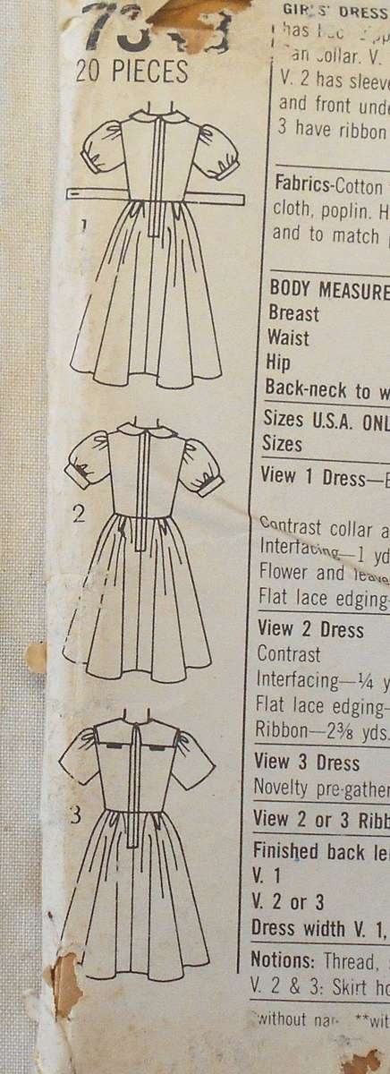 SIMPLICITY 7343 GIRL'S DRESS SIZE 7 YEARS COMPLETE-UNCUT-F/FOLDED