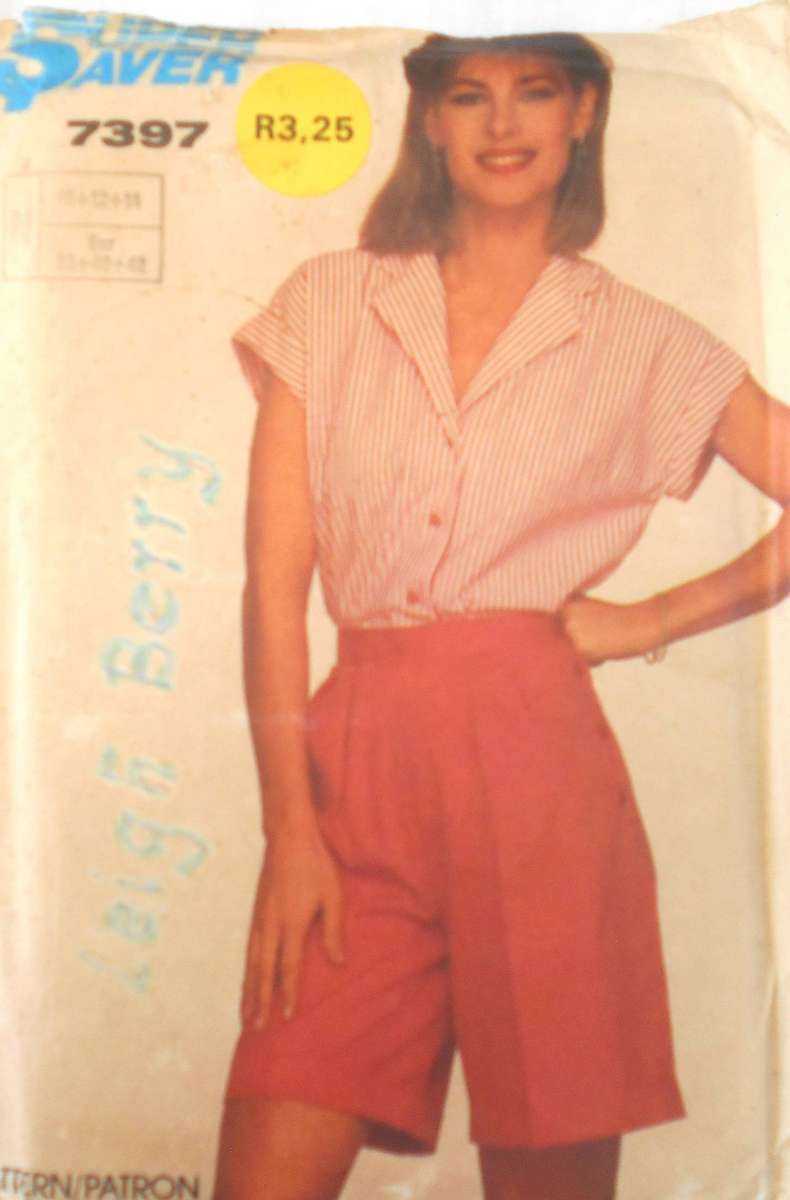 SIMPLICITY 7497 SIDE BUTTON SHORTS-SHIRT SIZE 10-12-14-COMPLETE-ONLY SHIRT CUT TO 12