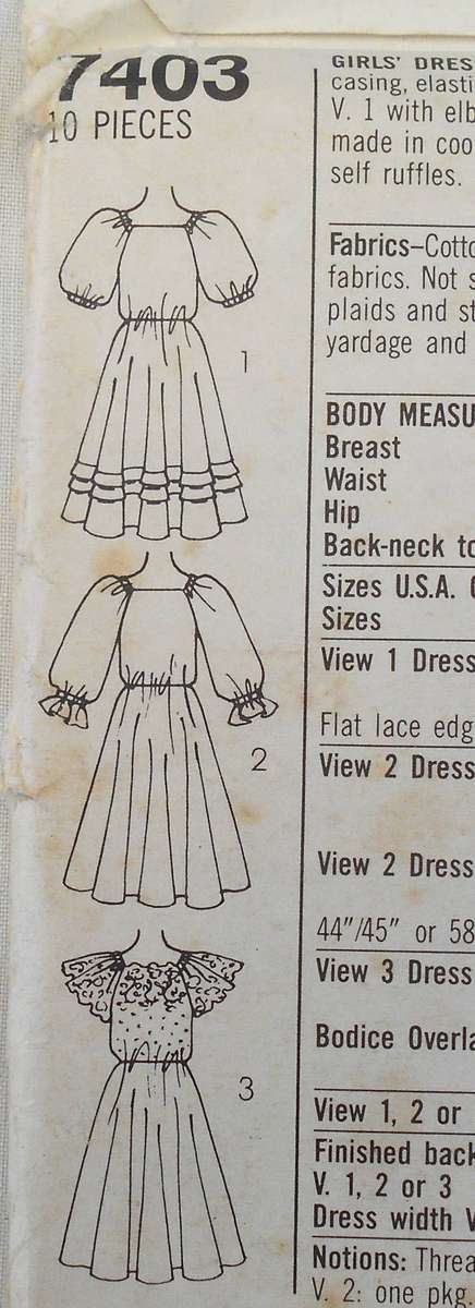 SIMPLICITY 7403 GIRLS DRESS SIZE 7 YEARS-COMPLETE-UNCUT-F/FOLDED