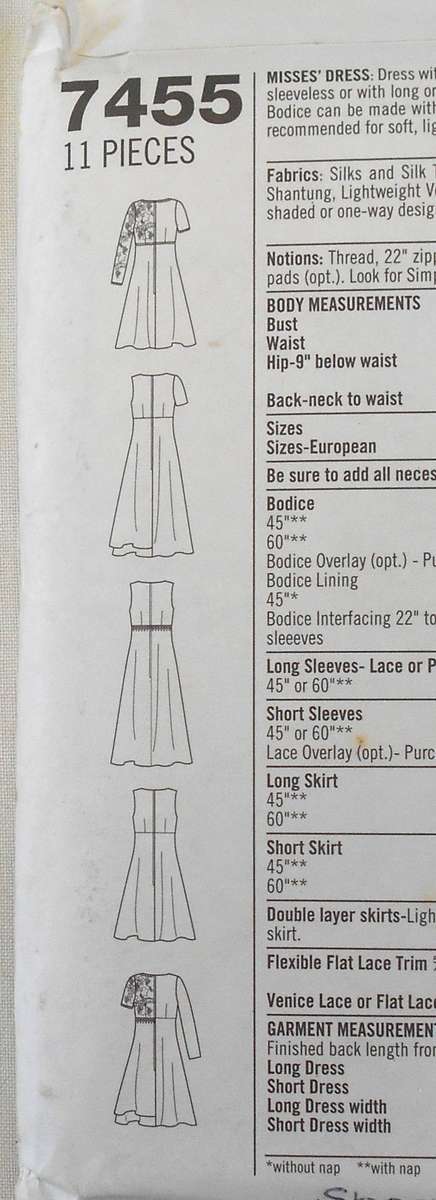 SIMPLICITY 7455 DRESS WITH FLARED SKIRT SIZE 4-6-8 COMPLETE-MOSTLY UNCUT