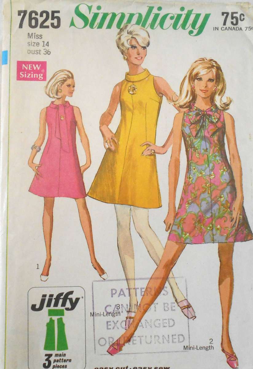 SIMPLICITY 7625 DRESS IN 2 LENGTHS SIZE 14 BUST 36" COMPLETE