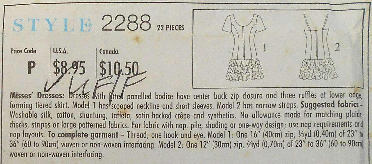 STYLE 2288-DRESSES WITH FITTED PANELLED BODICE SIZE 6-16 COMPLETE-UNCUT-F/FOLDED