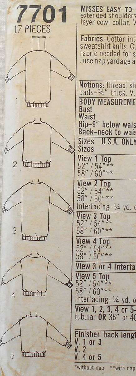 SIMPLICITY 7701 LOOSE FITTING KNIT TOPS IN 3 LENGTHS SIZE 10-12-14 COMPLETE-PART CUT TO 14