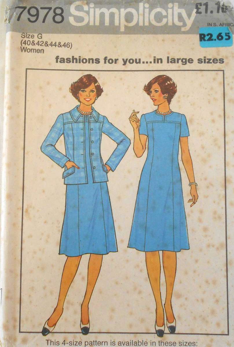 SIMPLICITY 7978 DRESS & UNLINED JACKET SIZE 40-42-44-46 COMPLETE-UNCUT-F/FOLDED
