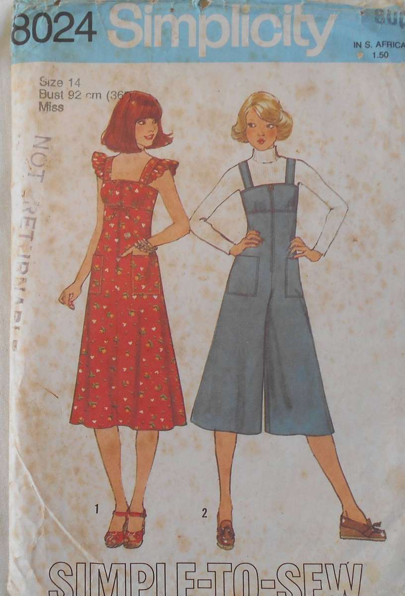 SIMPLICITY 8024 DRESS OR PANTSDRESS SIZE 14 BUST 92 CM COMPLETE