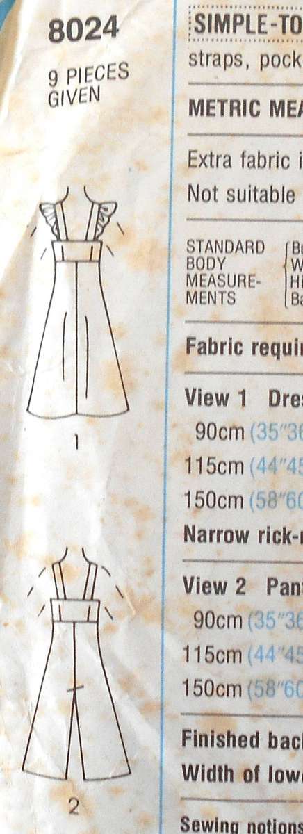 SIMPLICITY 8024 DRESS OR PANTSDRESS SIZE 14 BUST 92 CM COMPLETE