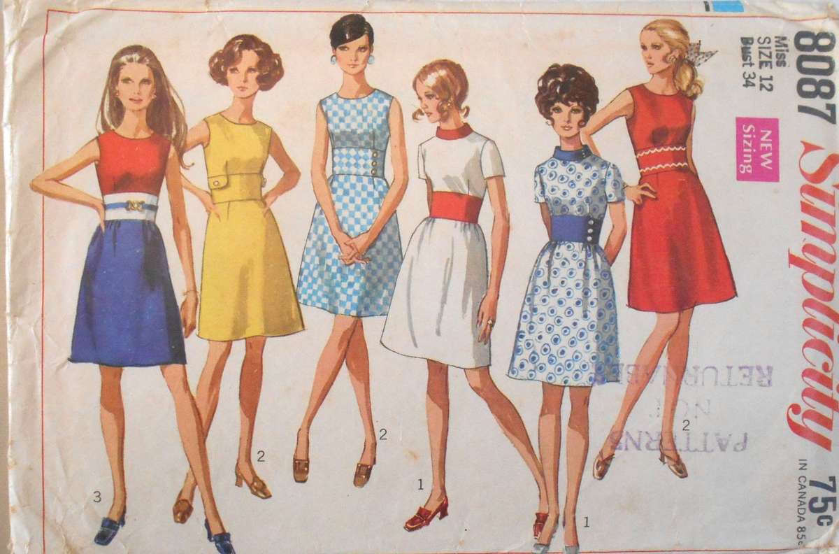 SIMPLICITY 8087 DRESS WITH TWO SKIRTS SIZE 12 BUST 34/87 CM COMPLETE