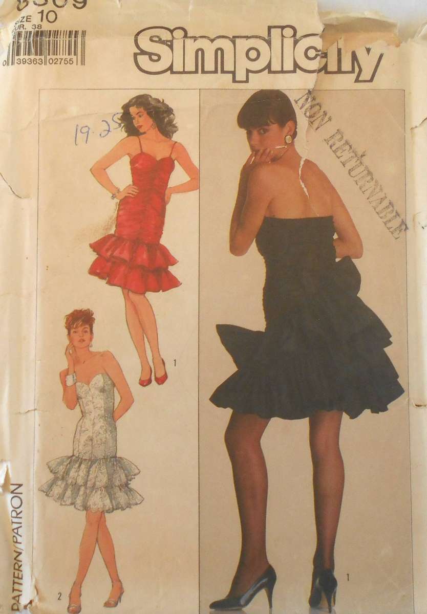 SIMPLICITY 8309 SPECIAL OCASSION FITTED LINED DRESS SIZE 10 COMPLETE-UNCUT-F/FOLDED